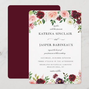 Invitación Boda floral de Rubor en Borgoña