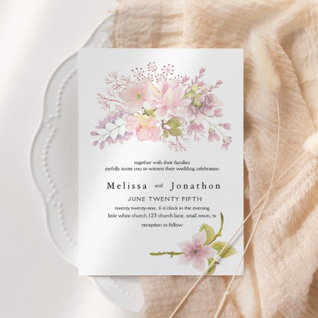 Invitación Boda floral de Rubor Magnolia rosa (Subido por el creador)
