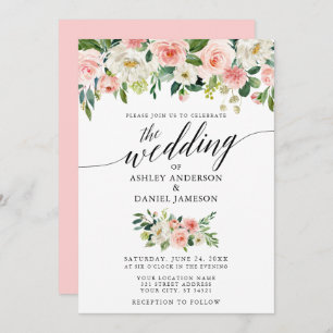 Invitación Boda floral de Rubor rosa