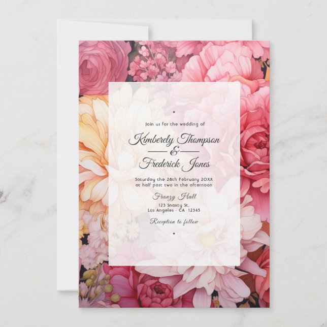 Invitación Boda floral de Rubor y oro (Anverso)