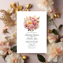 Invitación Boda floral de Rubor y oro