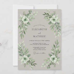 Invitación Boda floral de salvia grisácea