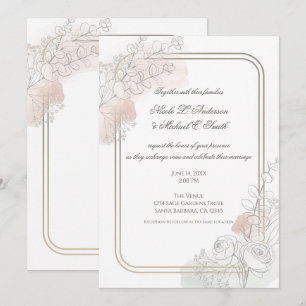 Invitación Boda floral de salvia y rubor esquema botánico
