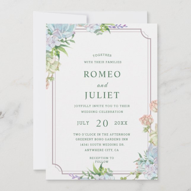 Invitación Boda floral de Summer Garden (Anverso)