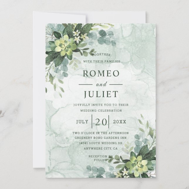 Invitación Boda floral de Summer Garden (Anverso)