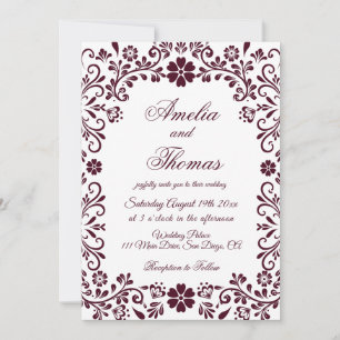 Invitación Boda floral de Talavera mexicana blanca roja
