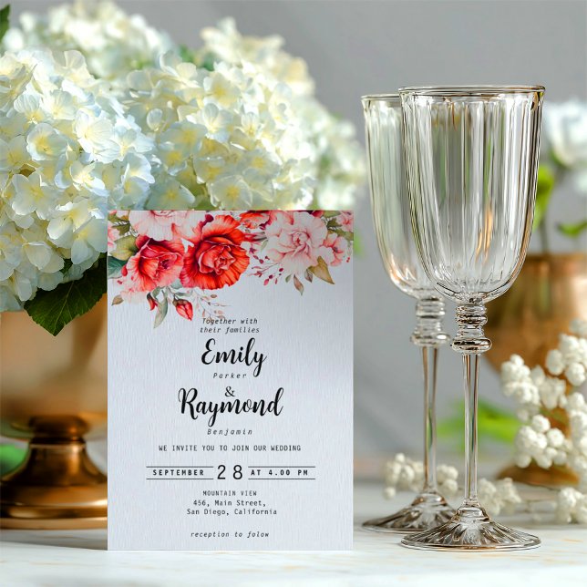 Invitación Boda floral de terracota Borgoña rubor  (Subido por el creador)