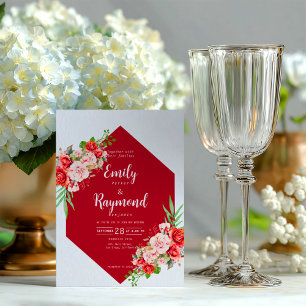 Invitación Boda floral de terracota borgoña rubor 