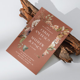 Invitación Boda floral de terracota de otoño detalles del cód