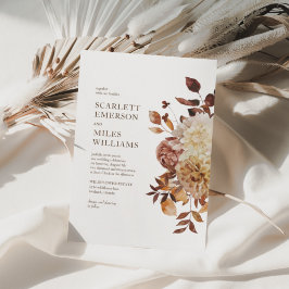 Invitación Boda Floral de Terracota de Otoño Moderna Blanca