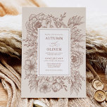 Invitación Boda Floral de Terracota Vintage moderno<br><div class="desc">¡Presentamos nuestra bella invitación minimalista a la boda de boho! Este diseño presenta obras de arte botánicas vintage de línea floral y letras modernas mezcladas con caligrafía elegante. La combinación de colores es terracota, naranja quemado y taupe. Esta invitación es perfecta para las parejas que buscan un toque moderno de...</div>