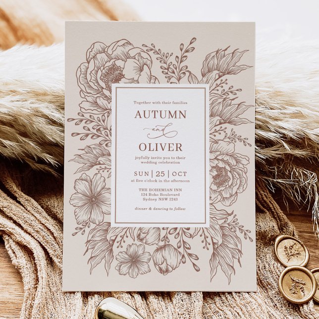 Invitación Boda Floral de Terracota Vintage moderno (Subido por el creador)