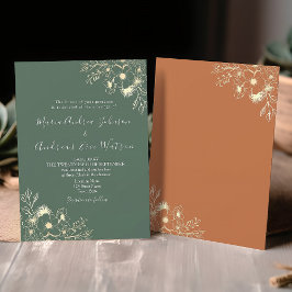 Invitación Boda floral de terracota y verde oliva