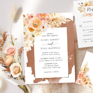 Invitación Boda Floral De Terracotta De Rubor Cream En