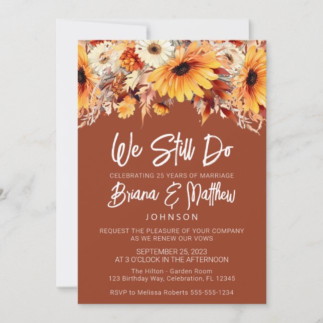Invitación Boda Floral de Terracotta Fall (Anverso)