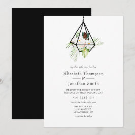 Invitación Boda floral de terrario geométrico boho