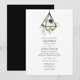 Invitación Boda floral de terrario geométrico boho