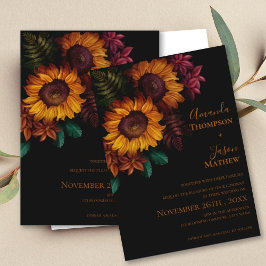 Invitación Boda floral de un Naranja con quemado negro vibran