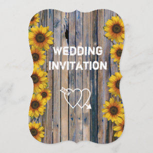 Invitación Boda floral de un país de girasol amarillo ruidoso