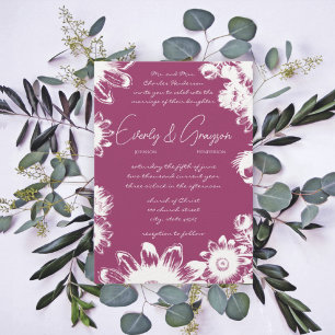 Invitación Boda Floral de uva amarilla de ciruela morada