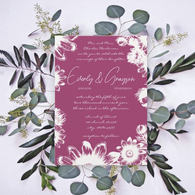 Invitación Boda Floral de uva amarilla de ciruela morada (Subido por el creador)