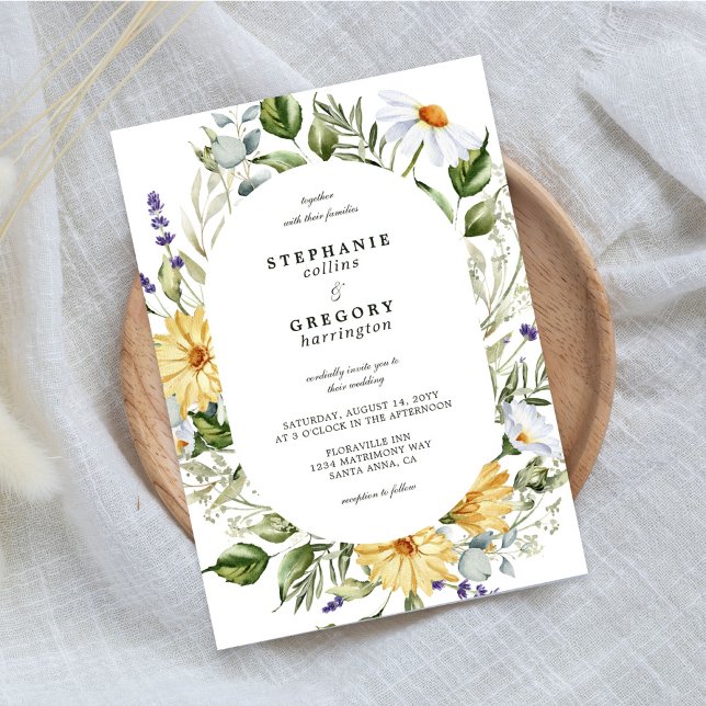 Invitación Boda floral de verano amarillo (Subido por el creador)