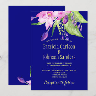 Invitación Boda floral de verano con acuarela marina de cirue