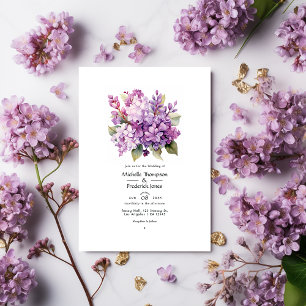 Invitación Boda floral de verano de lila a uva