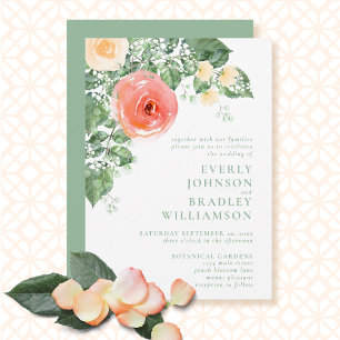 Invitación Boda floral de verano de primavera de coral de mel