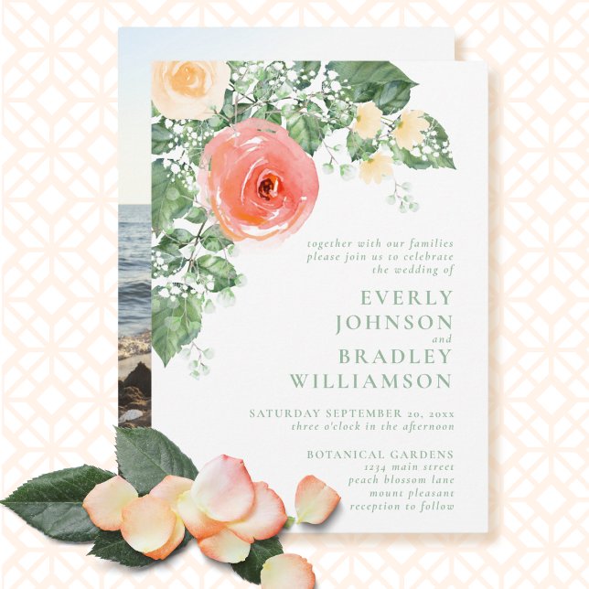 Invitación Boda floral de verano de primavera de foto de colo (Subido por el creador)