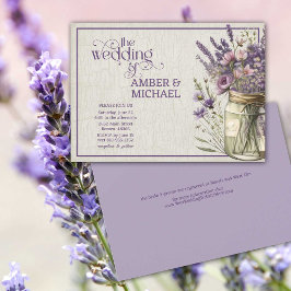 Invitación Boda floral de verano de primavera de lavanda rúst