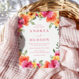 Invitación Boda floral de verano de primavera vibrante y auda