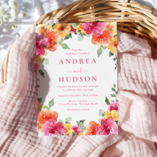 Invitación Boda floral de verano de primavera vibrante y auda