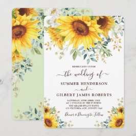 Invitación Boda floral de verano de verdor de girasol moderno