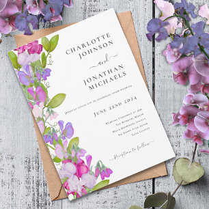 Invitación Boda floral de verano rosa elegante y moderno