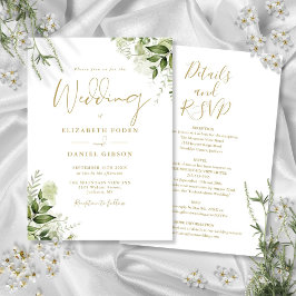 Invitación Boda Floral De Verdor De Oro Todo En Uno