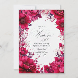 Invitación Boda floral de Viva Magenta romántica