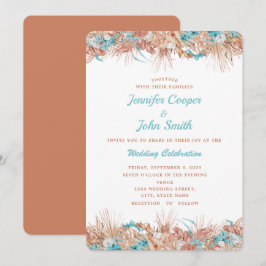 Invitación Boda Floral de Watercolor Boho Terracotta