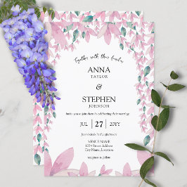 Invitación Boda floral de Wisteria rosa moderna encantadora