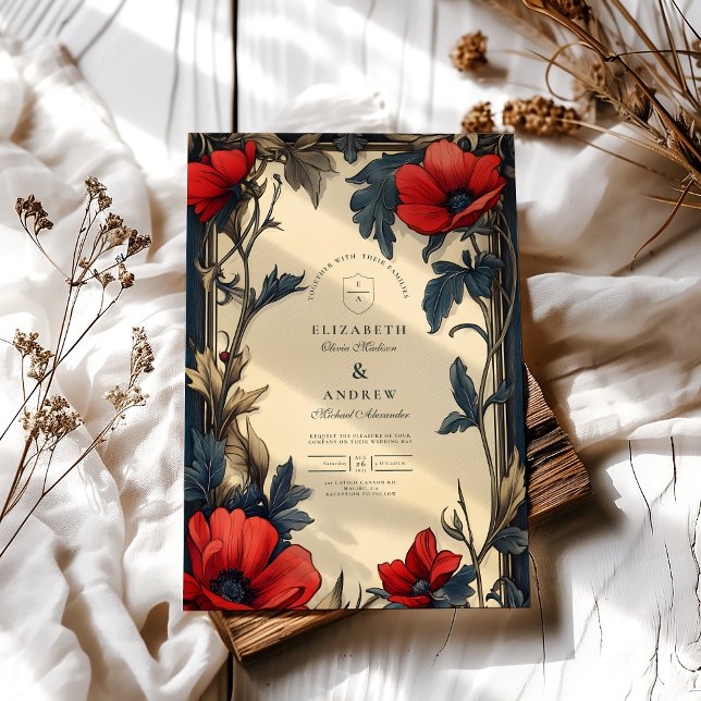 Invitación Boda floral decorativo Art Nouveau (Subido por el creador)