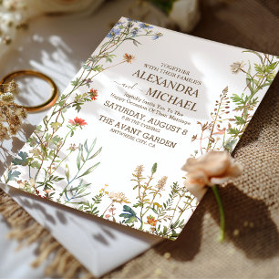 Invitación Boda floral del Boda de flores silvestres Boho Cou