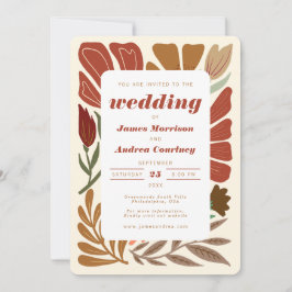 Invitación Boda floral del Boho moderno Terracotta Fall