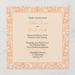 Invitación Boda floral del coral o del melocotón y poner