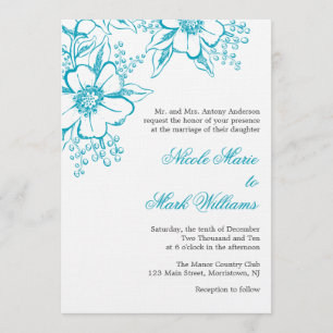 Invitación Boda floral del estilo de la prensa de copiar de