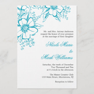 Invitación Boda floral del estilo de la prensa de copiar de