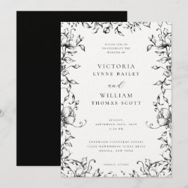Invitación Boda Floral del Jardín Botánico Negro