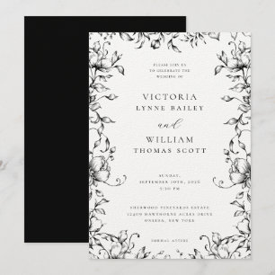 Invitación Boda Floral del Jardín Botánico Negro