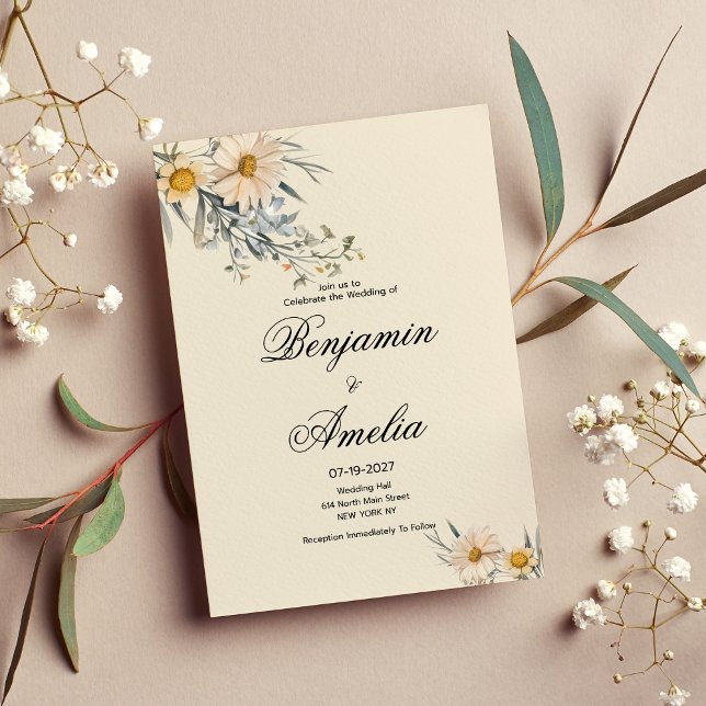 Invitación Boda floral del jardín de flores silvestres botáni (Botanical wildflowers garden floral Wedding)