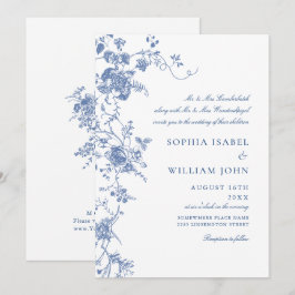 Invitación Boda Floral del Jardín Francés Azul de Victoria