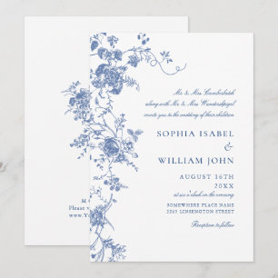Invitación Boda Floral del Jardín Francés Azul de Victoria